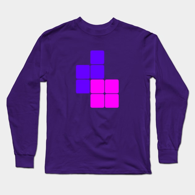 Tetris Pink Purple Long Sleeve T-Shirt by BITLY